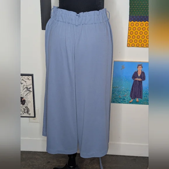 Uniqlo Blue Maxi A-Line Flowy Pants with added D-ring Belt - Picture 7 of 7